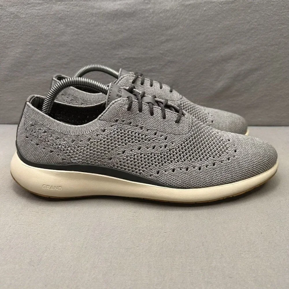 Cole Haan Grand Troy Mens Size 9‎ (M) Wingtip Oxford Cool Gray Knit Casual Dress